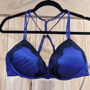 Victoria's Secret Satin Push-Up Lace Trim Push-Up Bra with Front Clasp